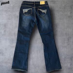 Apple Bottoms Jeans Womens 11/12 Dark Wash Bootcut Low Rise Embellished Pockets